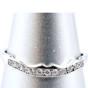 Silver & CZ Band Ring - Size 10.75